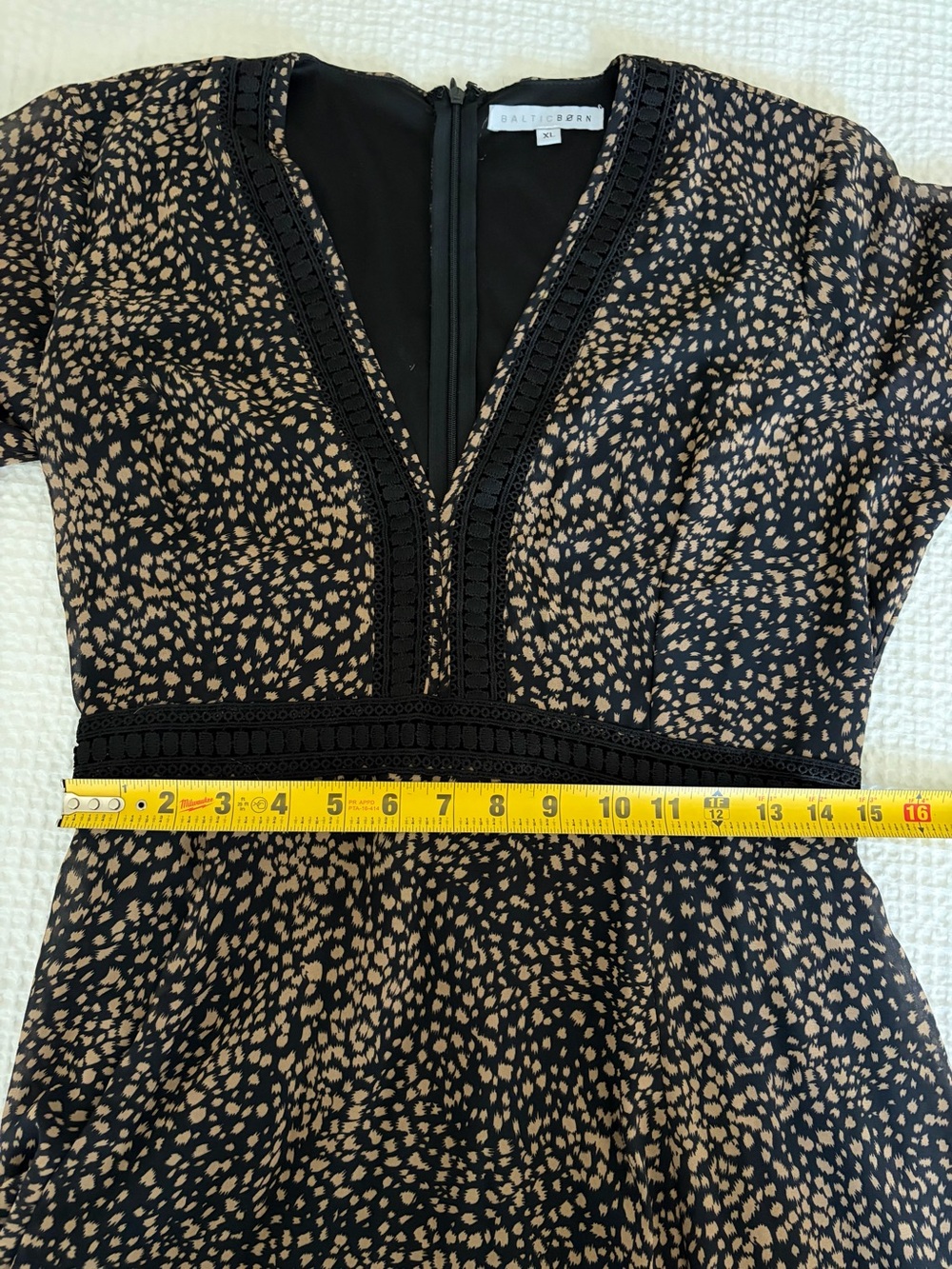 Vintage Glam Boho Animal Cha Cha Print Maxi Dress Long Sleeve V Neck Brown - XL - Picture 7 of 11